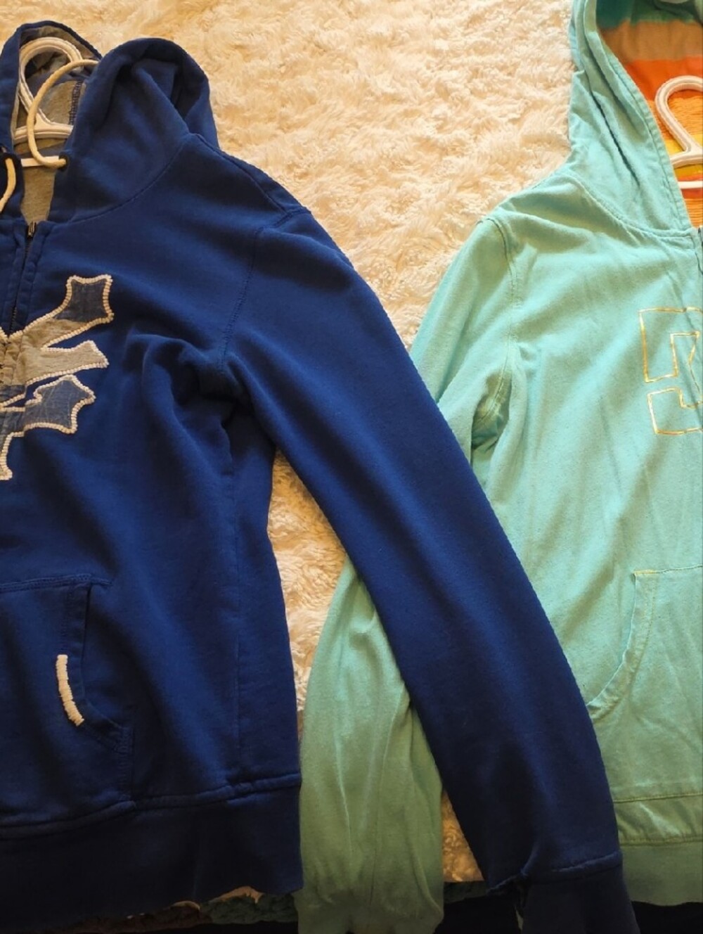 Blue Zooyork and Mint DC Zip-Up Hoodies - Both Reversable Graphic Front